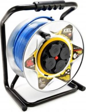 KEL Przedłużacz bębnowy HAEVY LINE 50m H07BQ-F 3x2,5 4xGS /+termik/ 16A IP44 niebieski - W-97080 1