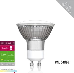 Whitenergy GU10, 4W, 24 SMD 5050, 230V, B.zimna, reflektor (4899) 3