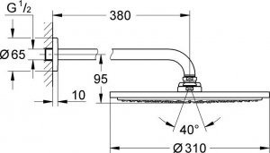 Zestaw prysznicowy Grohe RSH Cosmopolitan Głowica talerzowa ścienna 310mm z ramieniem 380mm Brushed Cool Sunrise - 26066GN0 4