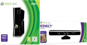 Microsoft Xbox 360 250 GB (Slim) BOX + Microsoft Kinect + Kinect Adventures BOX 1