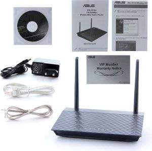 Router Asus DSL-N12U Annex A, bezprzewodowy router WiFi N300 z modemem ADSL do 24Mbit/s, obsługa ADSL 2/2+, IEEE 802.3/3u, IEEE 802.11b/g/n w stylistyce Black Diamond 4