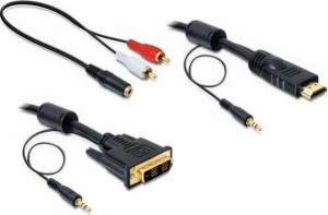 Kabel Delock HDMI - DVI-D + Jack 3.5mm 2m czarny (84455) 1