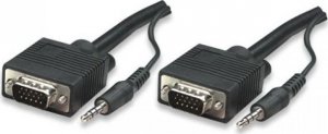 Kabel Manhattan D-Sub (VGA) - D-Sub (VGA) + Jack 3.5mm 10m czarny (324359) 1