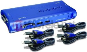 Przełącznik TRENDnet 4xK/V/M 2048x1536 4xVGA/USB Cables TK-407K 3