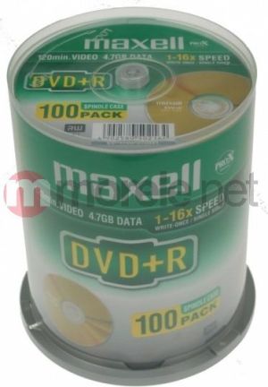 Maxell DVD+R 4.7 GB 16x 100 sztuk (275641.30.GB) 1