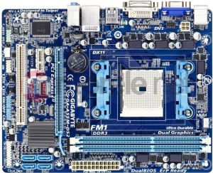 Płyta główna Gigabyte GA-A55M-DS2 AMD A55 Socket FM1 (PCX/VGA/DZW/GLAN/SATA/RAID/DDR3) mATX (GA-A55M-DS2) 2