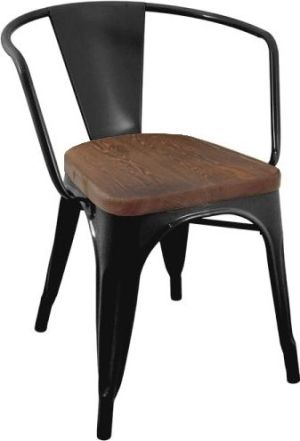 King Home Krzesło Tower Arm Wood czarne - sosna antyczna 1