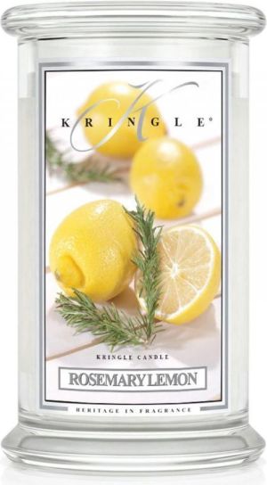 Kringle Candle Świeca zapachowa w dużym, klasycznym słoiku z 2 knotami Rosemary Lemon 623g 1