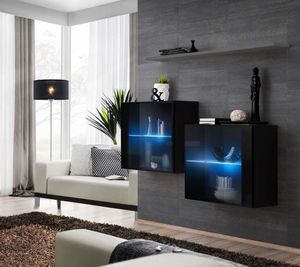ASM Meble Komoda wisząca z półką switch sb iii czarny + led (26 ZZ SW SB3) - 40638 11
