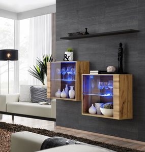 ASM Meble Komoda wisząca z półką switch sb iii czarny + led (26 ZZ SW SB3) - 40638 14