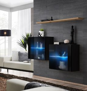 ASM Meble Komoda wisząca z półką switch sb iii czarny + led (26 ZZ SW SB3) - 40638 15