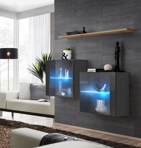 ASM Meble Komoda wisząca z półką switch sb iii czarny + led (26 ZZ SW SB3) - 40638 17