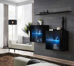 ASM Meble Komoda wisząca z półką switch sb iii czarny + led (26 ZZ SW SB3) - 40638 2