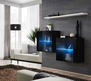ASM Meble Komoda wisząca z półką switch sb iii czarny + led (26 ZZ SW SB3) - 40638 7