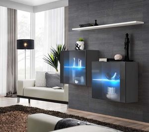 ASM Meble Komoda wisząca z półką switch sb iii czarny + led (26 ZZ SW SB3) - 40638 9
