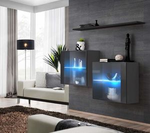 ASM Meble Komoda wisząca z półką switch sb iii czarny + led (26 ZZ SW SB3) - 40638 10