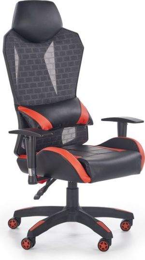 Krzesło biurowe Halmar DOMEN fotel gabinetowy czarno - popielato - czerwony 1