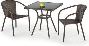 Halmar MOBIL stół ogrodowy, kolor: szkło - czarny, ratan - c.brąz (1p=1szt) 1