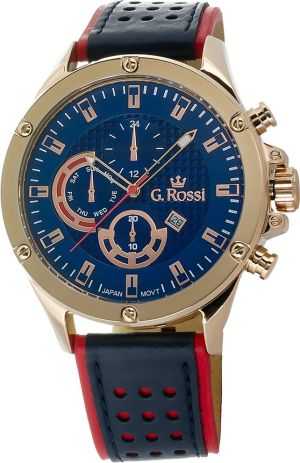 Zegarek Gino Rossi męski Borton granatowo-czerwony (11455A-6F3) 1