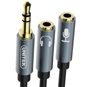 Kabel Unitek Jack 3.5mm - Jack 3.5mm x2 0.2m srebrny (Y-C9008AGY) 2