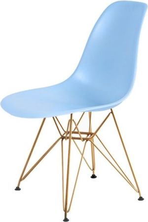 King Home Krzesło DSR GOLD jasny niebieski.12 - podstawa metalowa złota 1