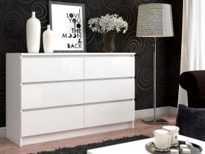 Topeshop Komoda 120cm szafka 6 szuflad malwa m6 biała (M6 120 BIEL 2X3) 3