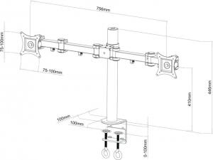 Art Uchwyt biurkowy na 2 monitory 13" - 27" L-02 (RAMART L-02) 2
