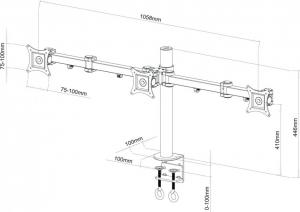 Art Uchwyt biurkowy na 3 monitory 13" - 20" L-03A (RAMART L-03A) 2