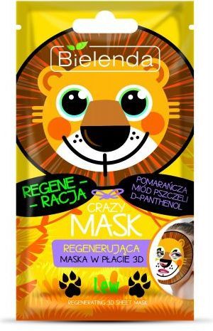 Bielenda Crazy Mask Maska regenerująca w płacie 3D Lew 1