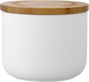 Ladelle Ceramiczny pojemnik z bambusowym wieczkiem 9 cm Stak Soft Matt Ladelle biały LD-61080 1