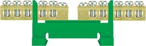 Pawbol Listwa zaciskowa niska na szynę 2x5-torowa dzielona zielona TH35 E.4130 1