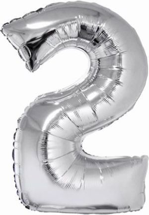 GoDan Balon foliowy cyfra "2" srebrna 85cm 2