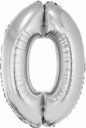 GoDan Balon foliowy cyfra "0" srebrna 85cm 2