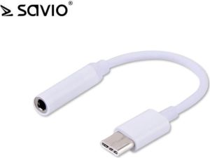 Adapter USB Savio USB-C - Jack 3.5mm Biały  (SAVIO AK-35) 1