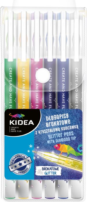 Derform Długopisy brokatowe 6 kolorów KIDEA 1