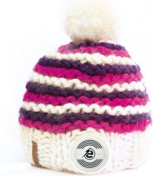 Earebel Czapka zimowa Bluetooth® Handmade Striped White-Purple-Pink 1