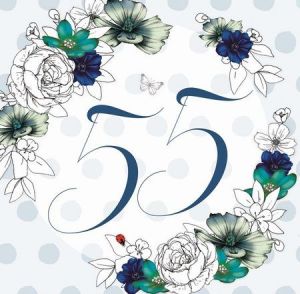 Clear Creation Karnet Swarovski kwadrat Urodziny 55 kwiaty 1