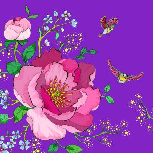Clear Creation Karnet Swarovski kwadrat Kwiaty fiolet (CL0602) 1