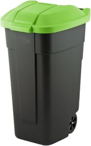 Curver Pojemnik do segregacji odpadów 110L Czarny z zieloną pokrywą Na kółkach 1
