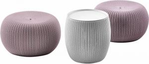 Keter Zestaw Curver URBAN KNIT SET (COZY URBAN SET ) Zestaw: Stolik ze schowkiem, dwie Pufy fioletowy - szary 1