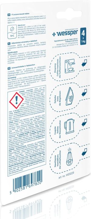 Wessper CleanTab uniwersalny odkamieniacz do ekspresów, czajników i żelazek w tabletkach 3