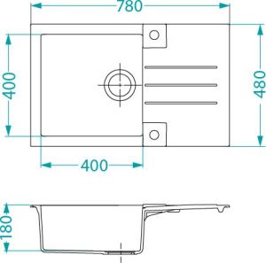 Zlewozmywak Alveus Rock 130 odwracalny + syfon POP-UP (1203091) 2