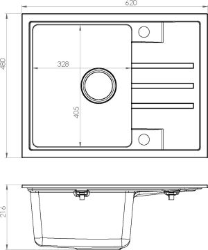 Zlewozmywak Alveus Intermezzo 30 beton 81 (62x48) z syfonem manualnym 2