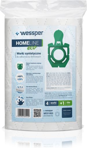 Worek do odkurzacza Wessper do Zelmer Syrius Orion Cobra ZZMB01, IZ-49.4120PF, 49.4120, Safbag Zielony - syntetyczne 4 sztuki + filtr 3