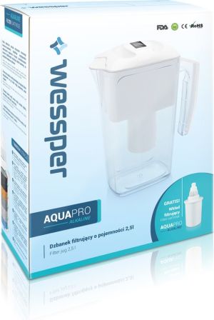 Dzbanek filtrujący Wessper AquaPro Alkaline 2,5l Biały + filtr alkaliczny 2