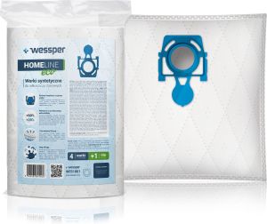 Worek do odkurzacza Wessper do Zelmer Meteor, 49.4020, ZVCA100, Safbag Niebieski, ZMB02K -syntetyczne 4 sztuki + filtr 2