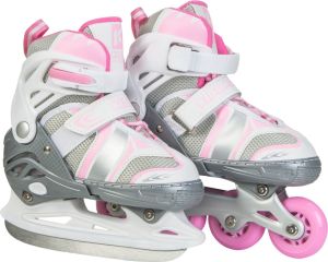 Rolki KidzMotion Rolki dziecięce 2w1 biało-różowe r. 35-38 1