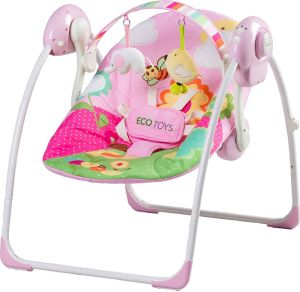 Ecotoys Leżaczek bujaczek huśtawka kołyska łóżeczko (2306-pink) 1