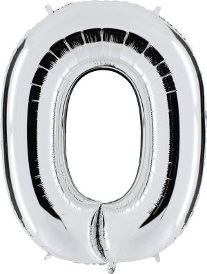 Dekoracje Balon Cyfra 0 srebrny 100cm 1