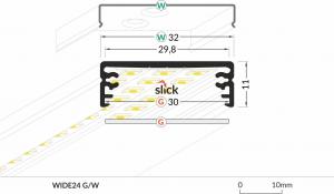 Mojeledy Profil aluminiowy do taśmy led WIDE24 srebrny surowy szeroki, nawierzchniowy LUX00251 /2m/ 2